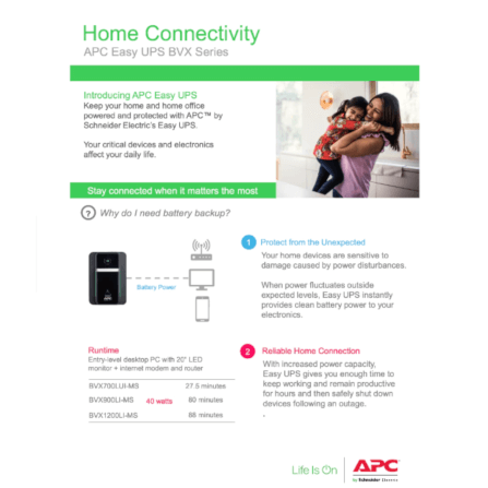 เครื่องสำรองไฟฟ้า APC 700VA 360 วัตต์ รุ่น BVX700LUI-MS EASY UPS 2 ช่อง ป้องกัน ไฟตก ไฟเกิน_4